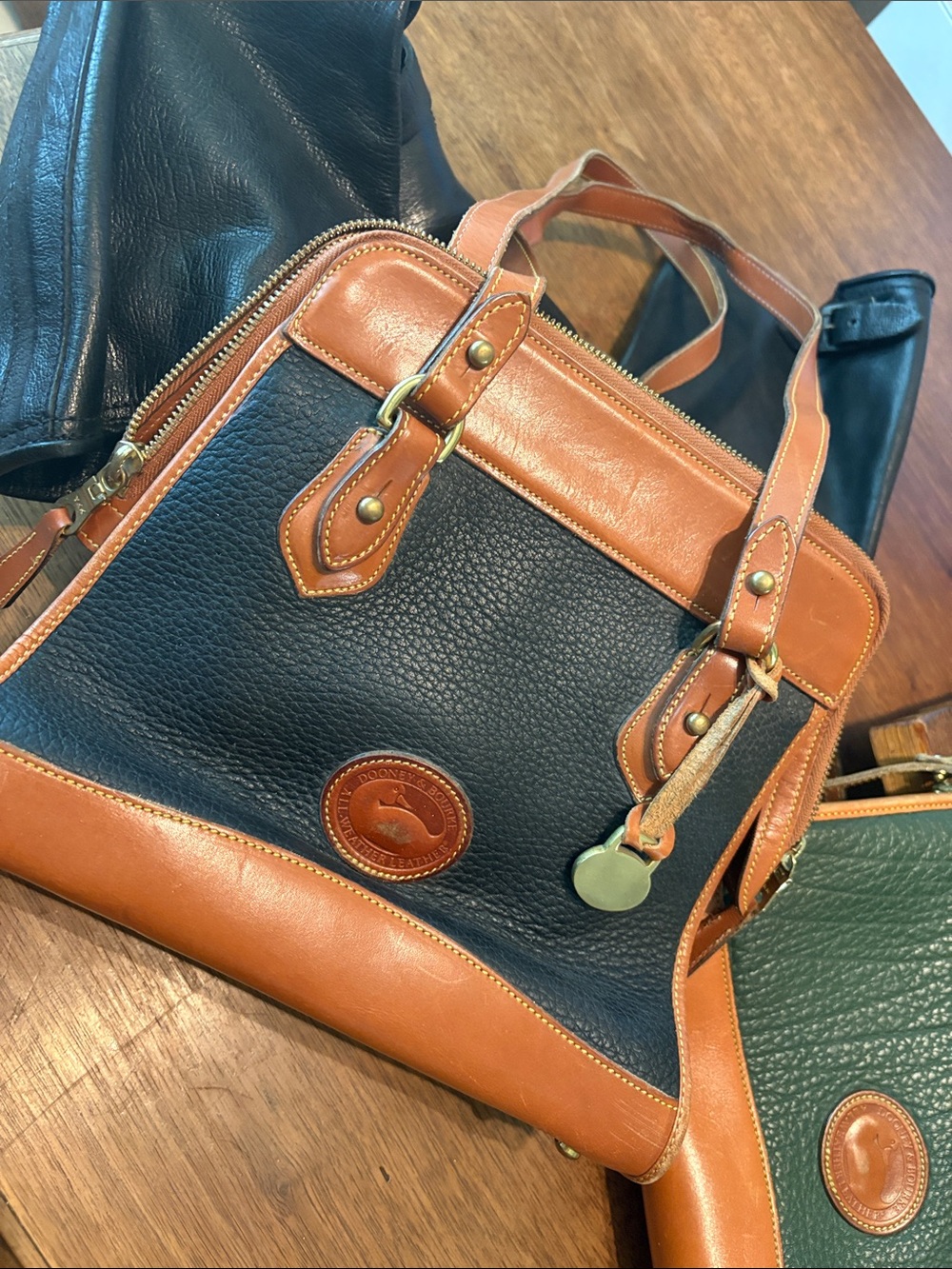 Dooney & Bourke Black and Brown Leather Briefcase Satchel